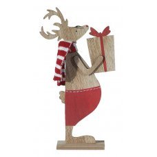 Χριστουγεννιάτικο Διακοσμητικό Ξύλινο Ταρανδάκι Κόκκινο (24cm)